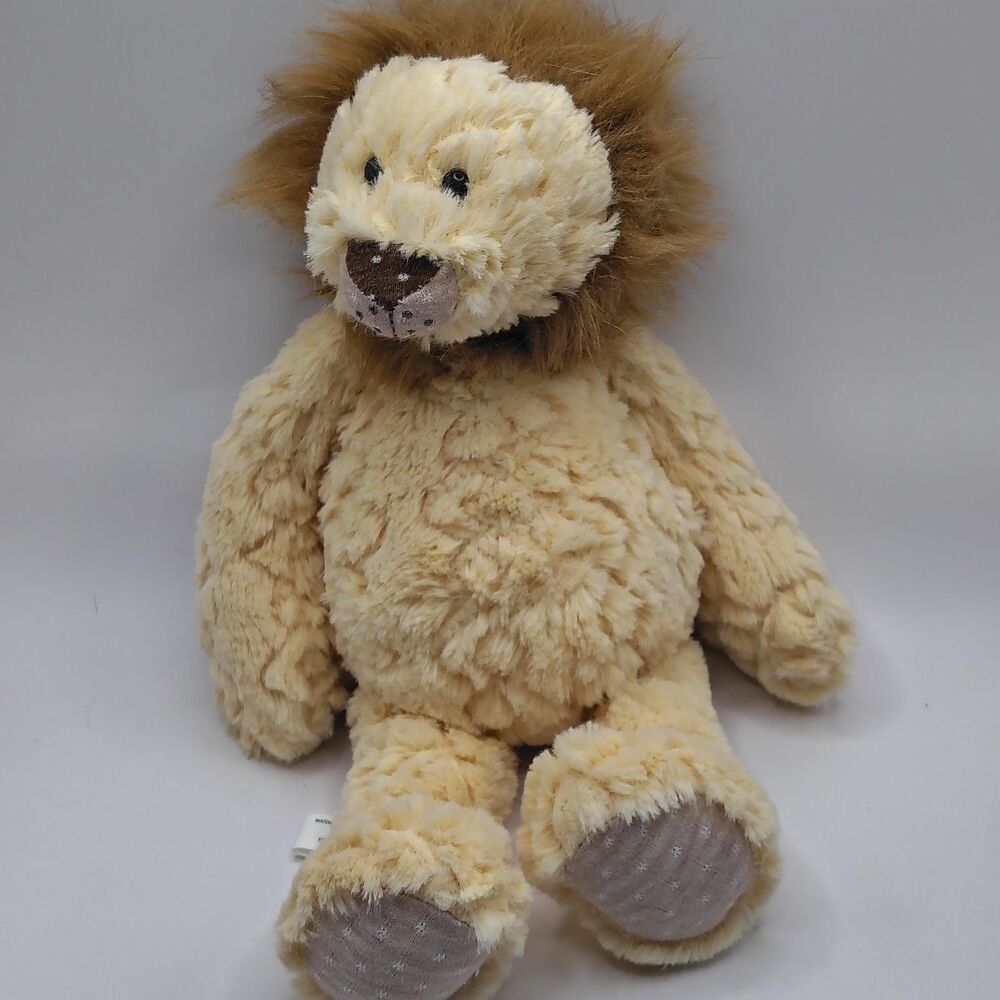 Demdaco Lion Plush Stuffed Animal Yellow magnet Toy Brown Mane Striped Tail